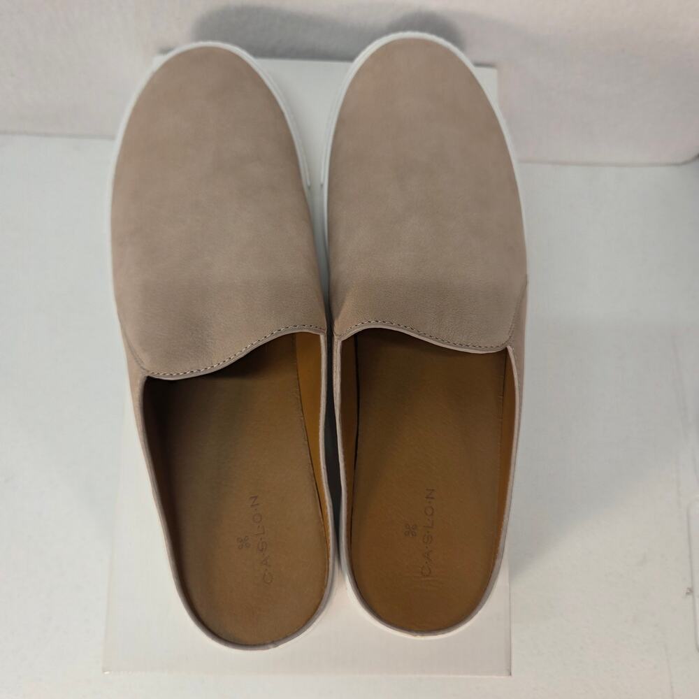 NWB Caslon Nellie Suede Slip-On Leather Sneaker Mule Beige Taupe Womens 9M - Picture 6 of 11